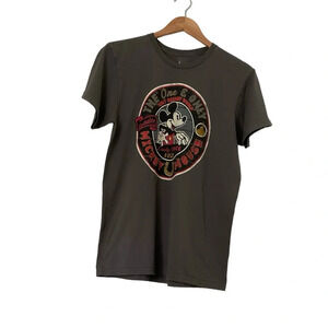 Disney World Parks Mens Mickey Mouse T- Shirt Medium Brown 100% Cotton Casual